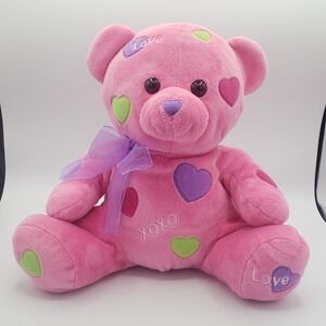 Pink with Hearts Valentine's Love Bear Plush Stuffed Animal 10"